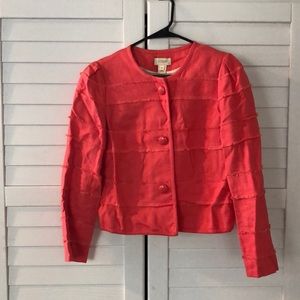 JCREW CORAL WOVEN COTTON CROPPED JACKET SIZE 6